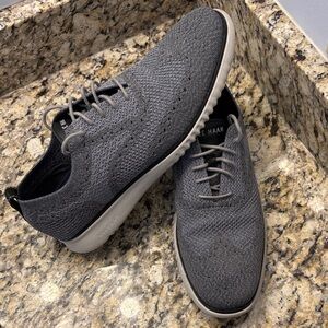 Cole Haan Zero Grand wingtip knit dress shoes. Gray. 10.5.